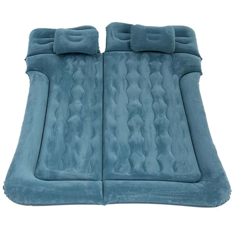 Car Inflatable Bed 2‑In‑1 Multifunction Inflatable Travel Mattress PVC Flocking Soft Sleeping Rest Cushion for Car SUV