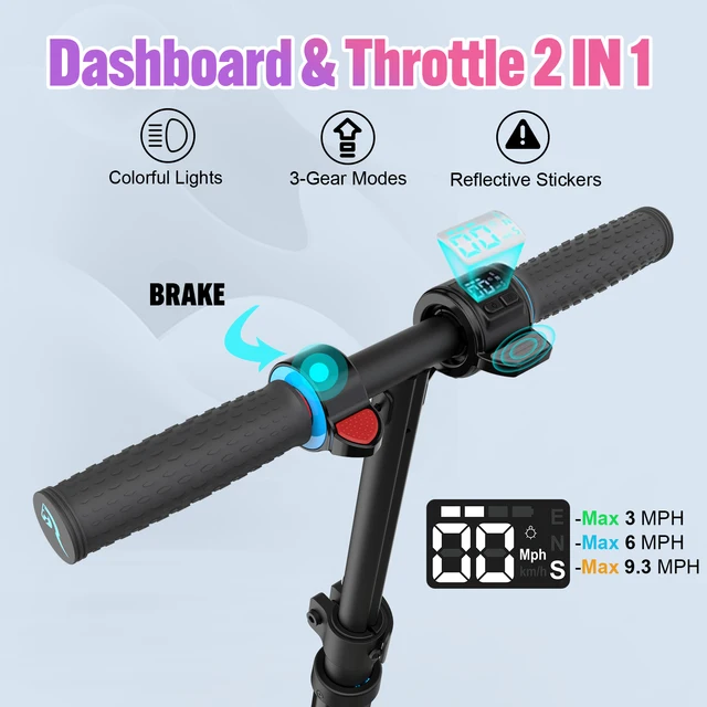 EVERCROSS Electric Scooter Kids, Foldable Scooter for Kids Ages 6-12, 9.3 MPH & 5 Miles, LED Display, Colorful LED Lights, UL 2