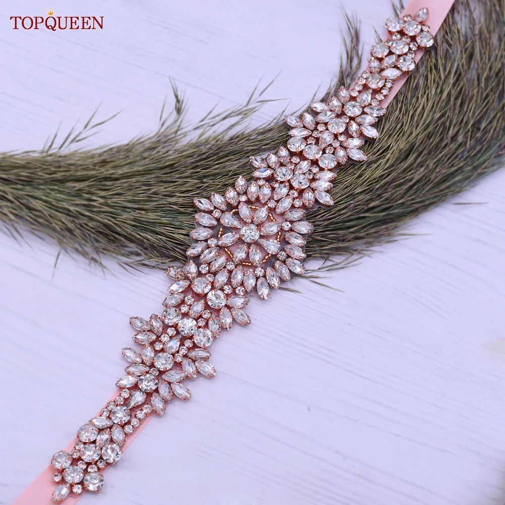 TOPQUEEN S09-RG Rose Gold Wedding Belt Rhinestone Belt Wedding Belt For  Bride Dress Bridal Belts Sashes Rhinestones Appliques - AliExpress