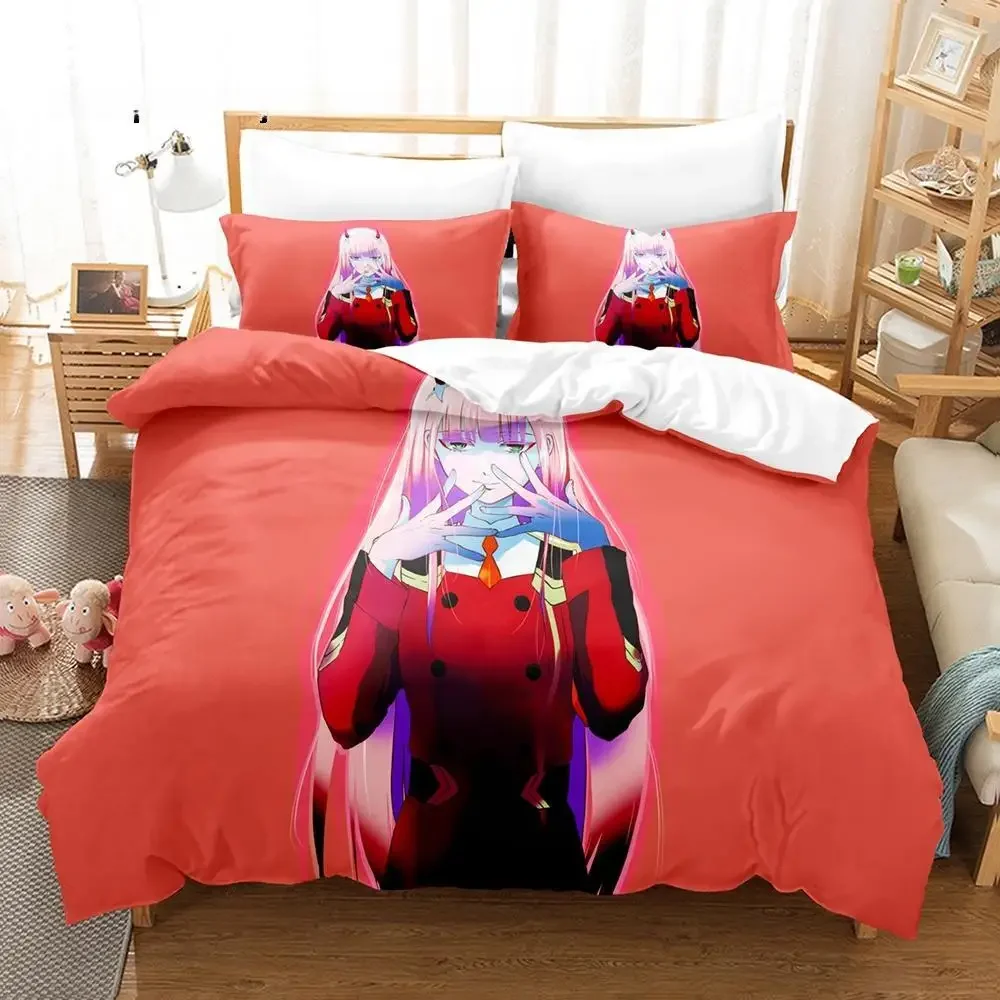 Zero Two (Darling In The FranXX) 002 Bedding Set Single Twin Full Queen King Size Bed Set Aldult Kid Bedroom Duvet Cover Sets