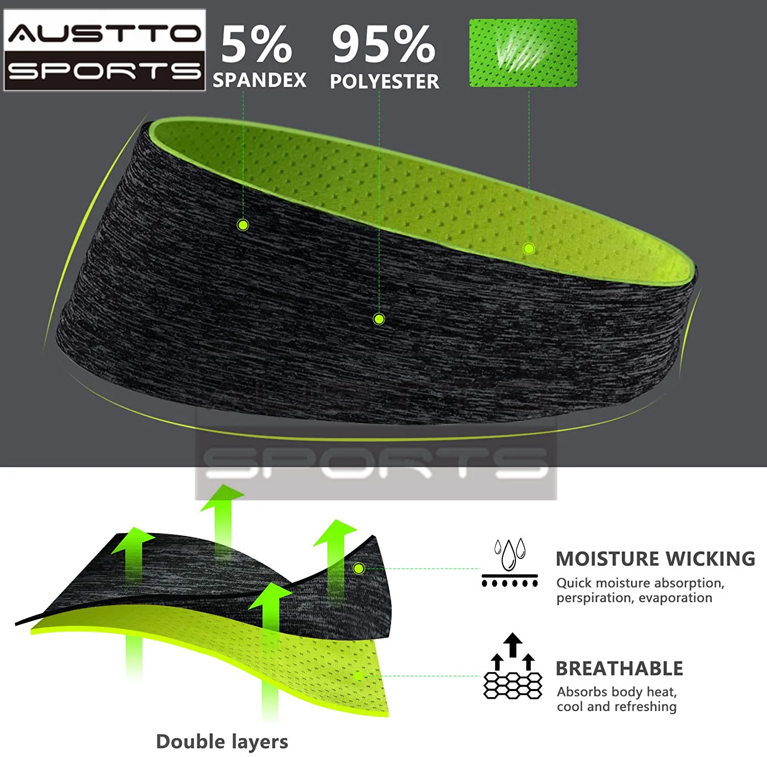 Sports Headband Slim Workout Cooling Sweatband for Men, Women, Running, Cycling