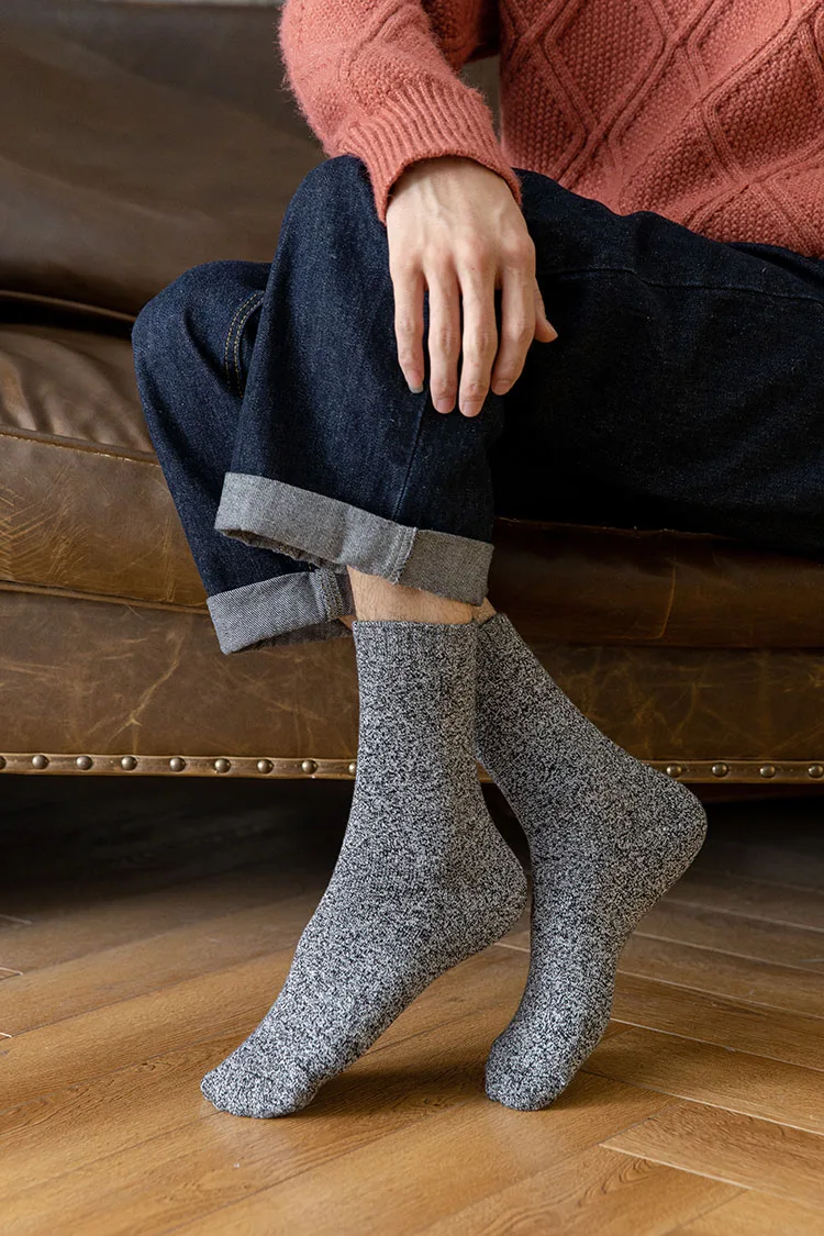 5 Paar Winter dicke warme Herrensocken aus reiner Baumwolle, Harajuku, Vintage-Mode, Frottee-Socken, weiche Freizeitsocken – Detail 8
