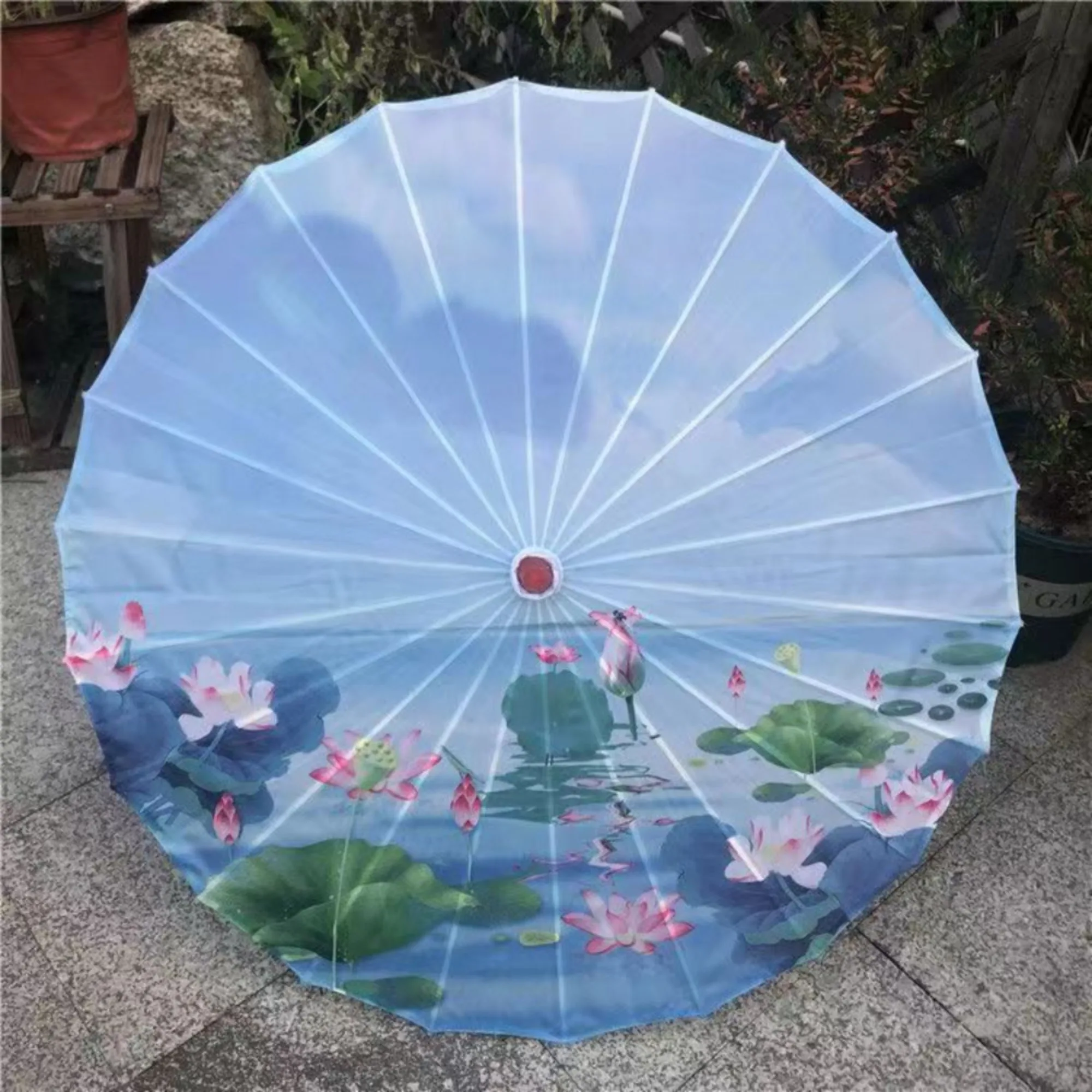 Sino Japanese Yarn Oil Paper Silk Fabric Fox Umbrella Clothing Ancient Chinese Princess Drama White Craft Cosplay Parasol 82cm