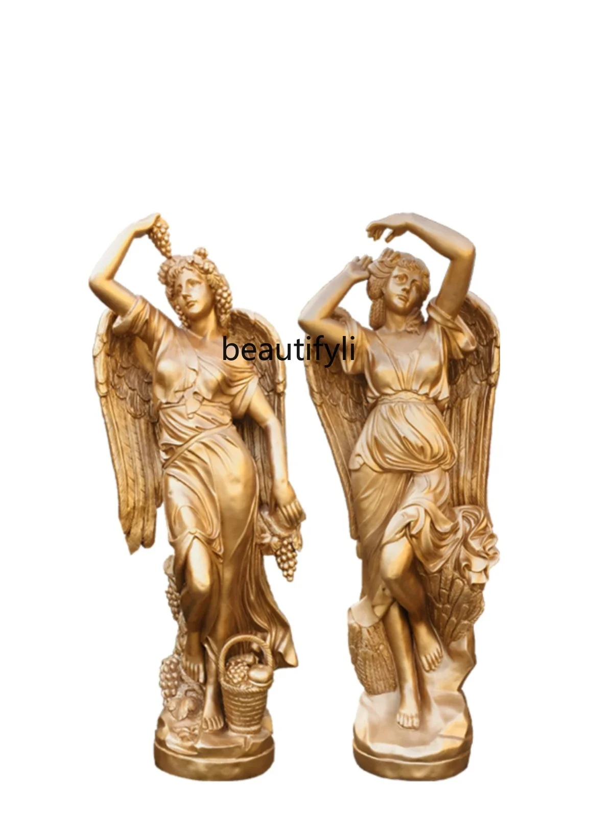 

European-Style Large Beauty Angel Figure Sculpture Outdoor Decoration Hotel Hall Living Room Floor Artistic Home Decoration