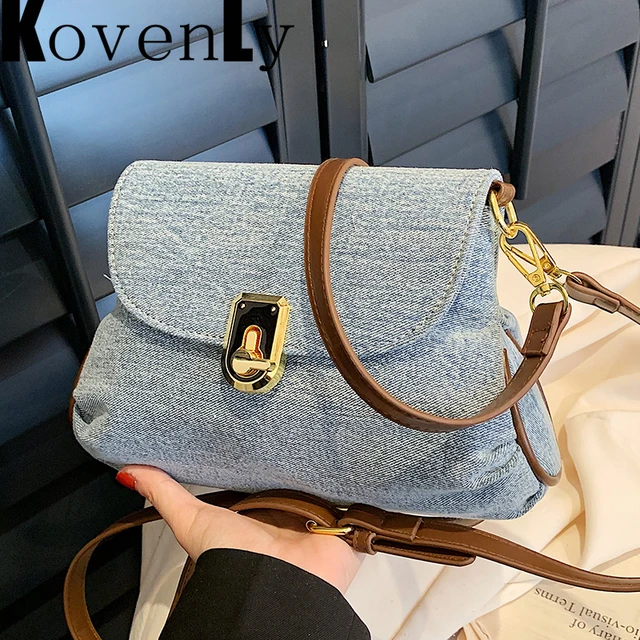 Luxury Designer Jeans Bag Vintage Houndstooth Pattern Women 's Shoulder Bag  Flap Zipper Denim Handbag Underarm Bag Shopper Tote - AliExpress