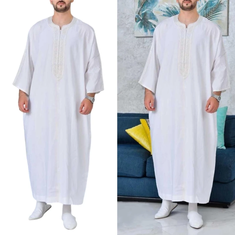 Male Muslim Clothing Long Sleeves Robe Kaftan Saudi Arab Caftans Men Middle East Jubba Thobe Arabic Islamic Clothing
