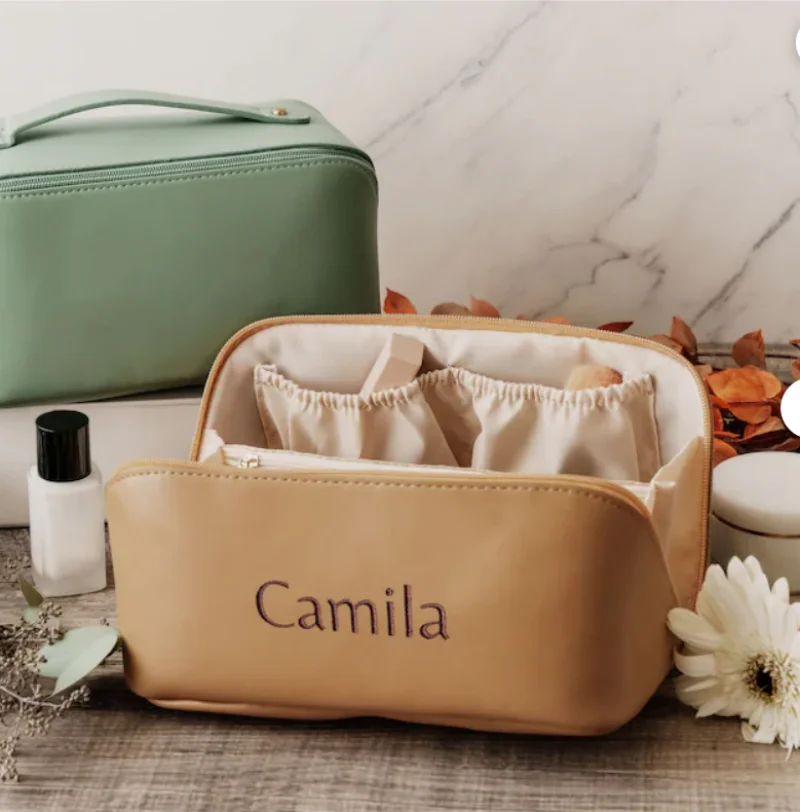 Personalized Makeup Bag Custom Embroidered Travel Cosmetic Bag Christmas Gifts for Her Bridesmaid Gifts Birthday Gift for Women 5