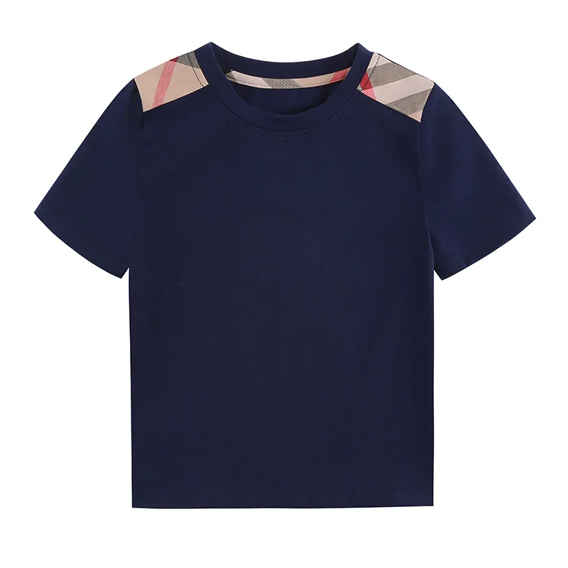 

2023 fashion Baby Boys Plaid T-shirt Summer Kids Short Sleeve Shirt Cotton Children Tops Tees Child T-Shirts 2-8 Years