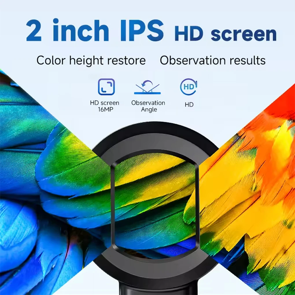 Handheld Digital Microscope 100X Zoom Magnifying Glass with IPS Color Screen Rechargeable Magnifier with 2 Color Light Mode