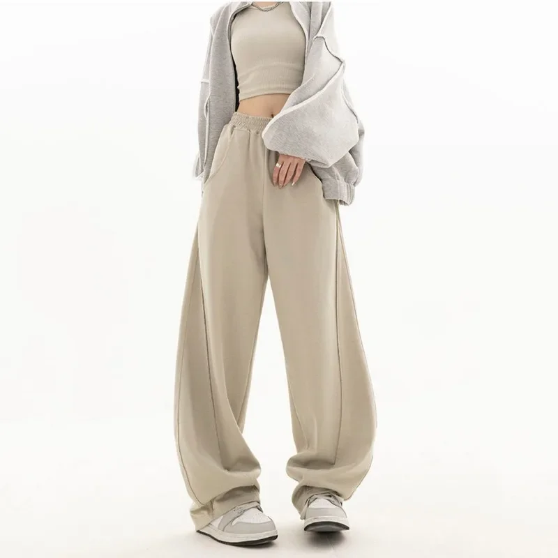 HOUZHOU Sweatpants Women Pants High Waist Wide Leg Trousers Casual Oversize Gray Sport Gym Female Clothing Korean Streetwear