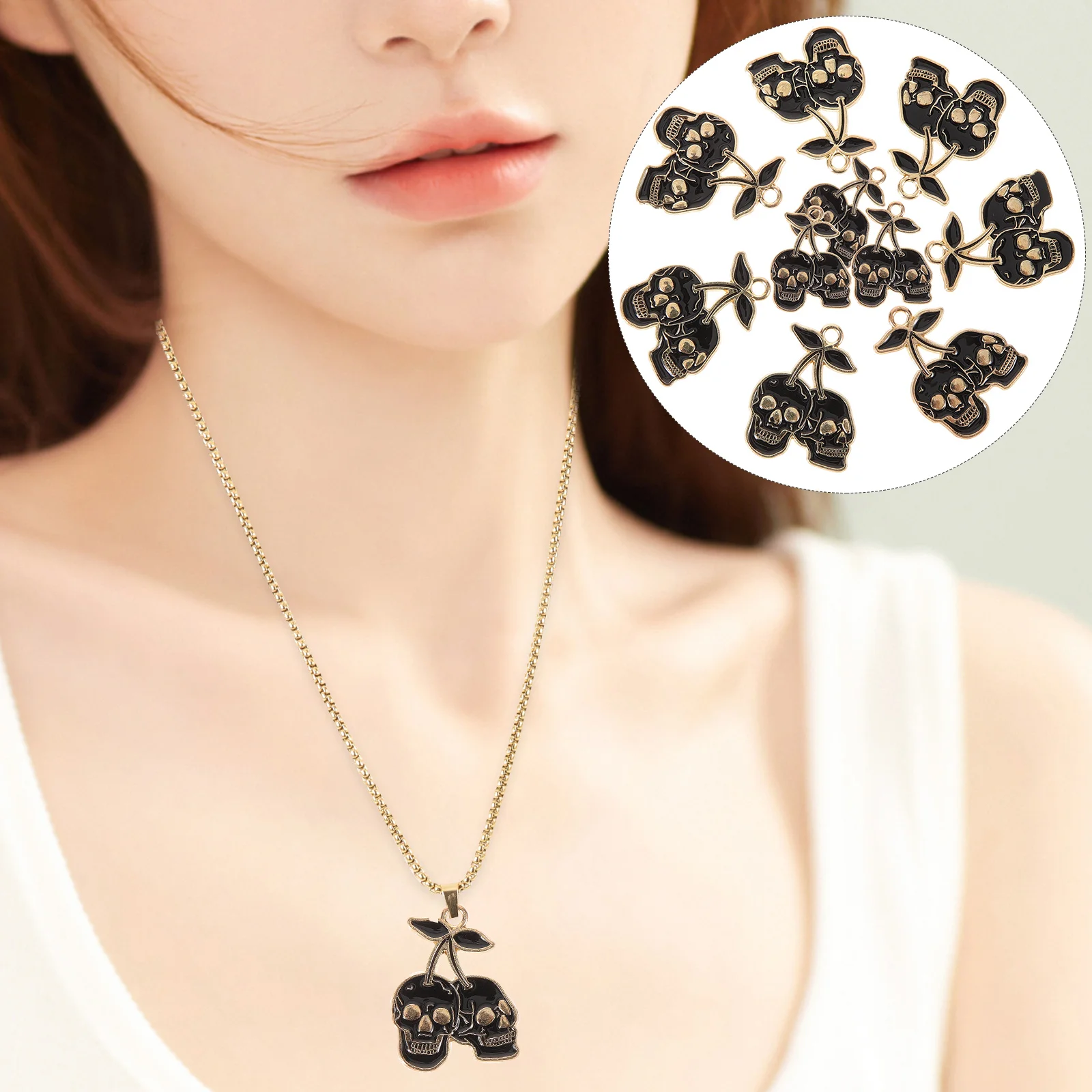 

10 Pcs Jewelry Skull Pendant Zinc Alloy Charms Decorations Crafting Findings Making Pendants Skulls for