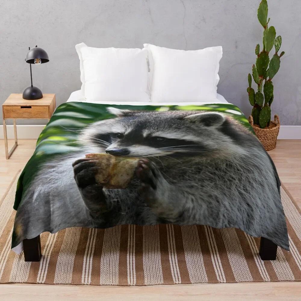 

Raccoon 001 Throw Blanket Fluffy Shaggy Bed linens Thins Blankets