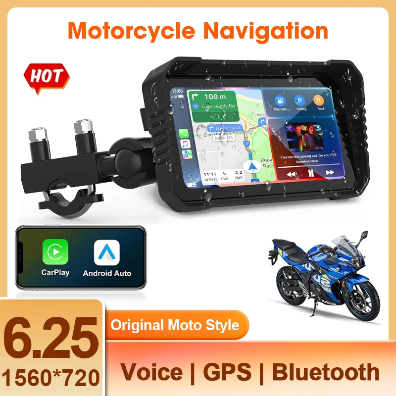 5"/6.25" IPX7 Waterproof GPS Navigation Screen – Dual Camera DVR & CarPlay Monitor 1