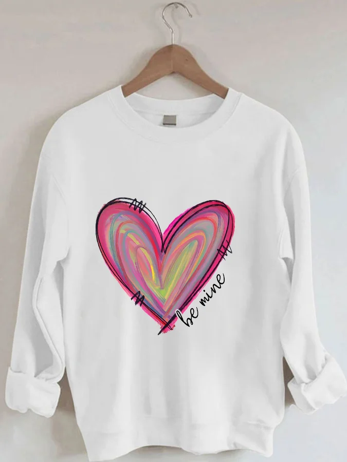Valentine's Day Love Print Pullover Crew Neck Sweatshirt Oversized Sweat Shirt Girls Casual Sweaters Comstylish Soft Hoodies