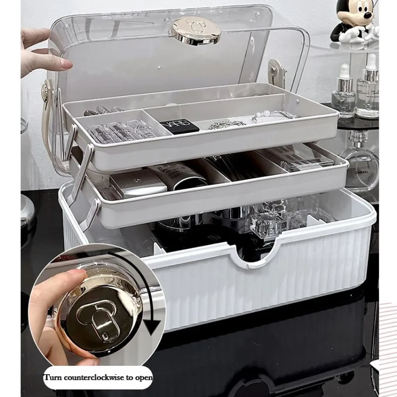 Portable Nail Polish Organizer Lockable Container for Arts Crafts Cosmetic Storage Box Art Tool First Aid Storage Medicine Box 2