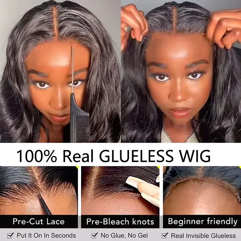 Glueless 5x5 13x6 Pre Cut Lace Closure Wig Human Hair Brazilian Ready to Wear Body Wave Transparrent Lace Front Wigs Pre Plucked