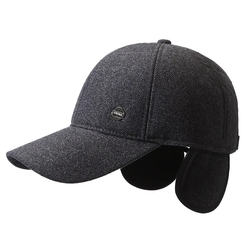 

Autumn Winter Men Warm Baseball Cap Fleecing Thickening With Ear Muffs Hat Outdoor Winterproof Cotton Hat Gorras Casquette Bone