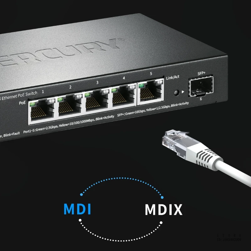 MERCURY 이더넷 PoE 스위치, 플러그 앤 플레이, 스틸 쉘 디자인, SE106P, 2.5G, 4 * 2.5GE (PoE), 55W, 1 * 2.5GE, 1*10G SFP +