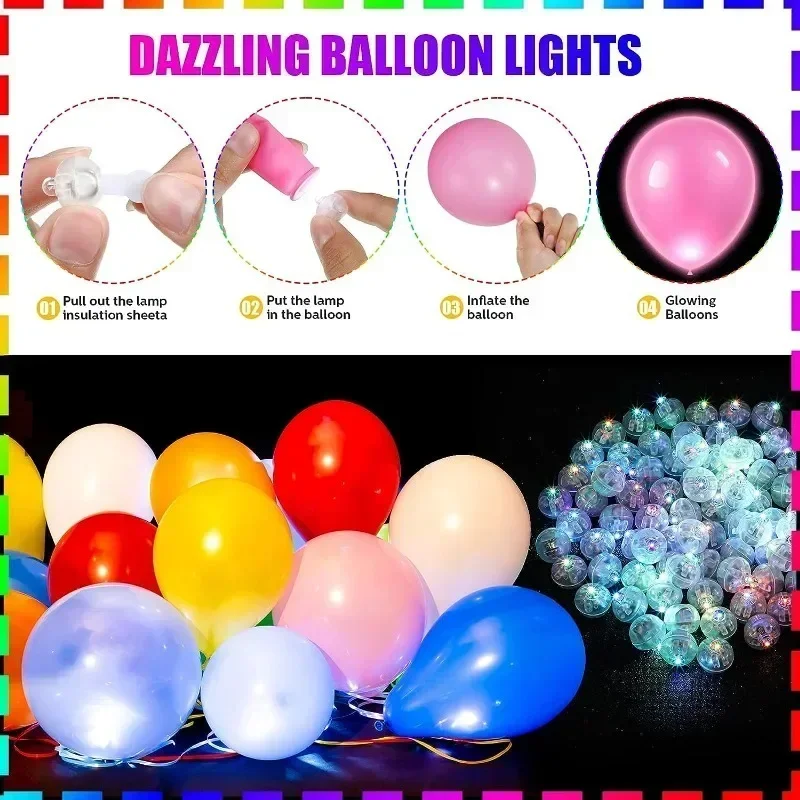 100/10Pcs Mini LED Balloon Light Colorful Flashing Luminous Tumbler Ball Lamp Lantern Light Christmas Wedding Party Decorations 6