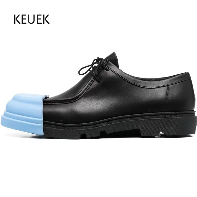 

New Design Casual Derby Shoes Women Genuine Leather Thick Sole Retro Loafers Leather Shoes Men Outdoor Work Oxfords Flats 5C