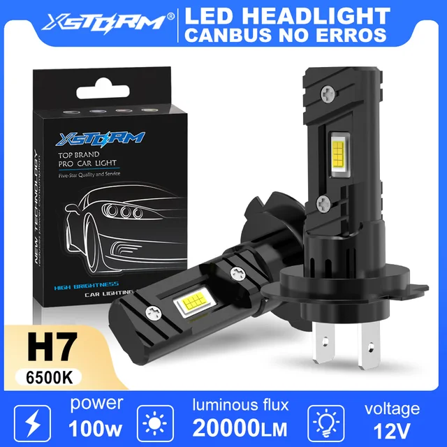 XSTORM 2PCS H7 LED Headlight Bulb 100W 20000LM CPS LED Canbus Auto Lamps 6500K LED Lights Bulb For Car 12V Truck Headlight 1