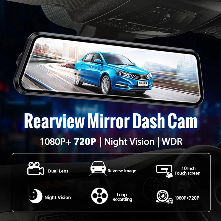 IPS ڵ DVR ̷  , HD 1080P ġ ũ ķ, ڵ   Ʈ    ī޶, 10 ġ