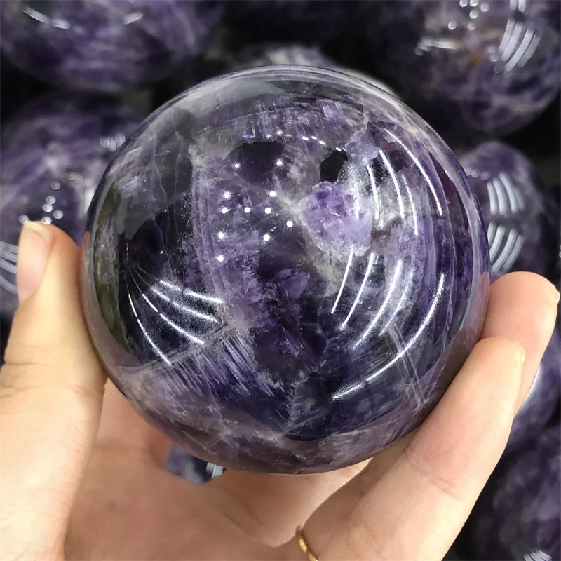 

6.3CM Natural Dream Amethyst Sphere Polished Globe Massaging Reiki Healing Stone Home Decoration Exquisite Gifts Souvenirs Gift