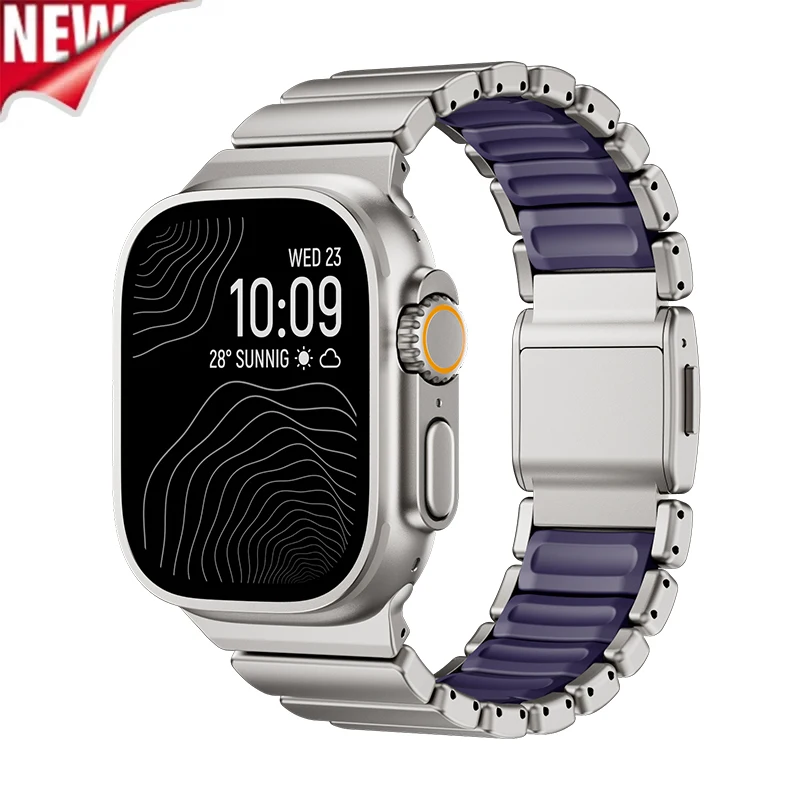 Titanium Silicone Magnetic Metal Strap for Smartwatches – Men's Band