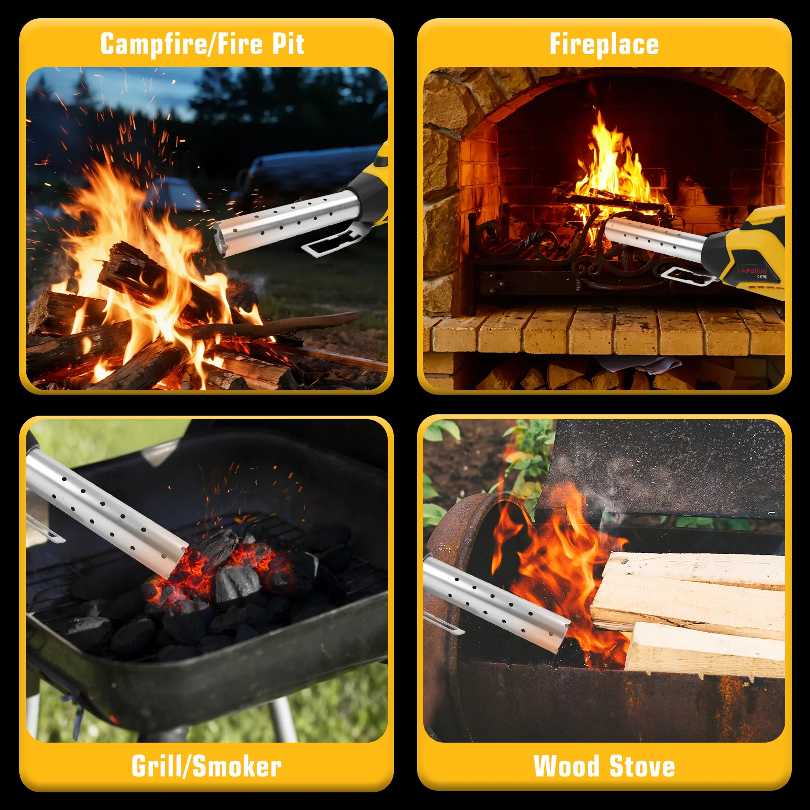 400W Cordless Fire Starter Charcoal Starter BBQ Tool Chemical Free Heated Air wi