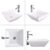 16.5" Square Bathroom Vessel Sink White Porcelain Counter Bowl for Bathroom Vanity Vessel Sink Rectangle Bathroom Modern Above 6