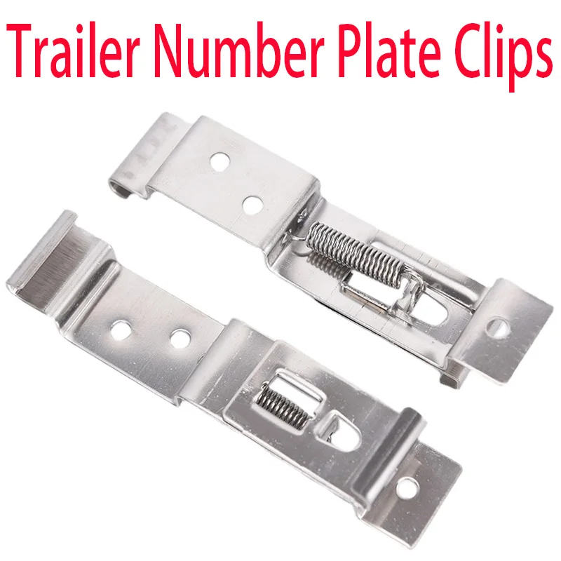 License Plate Bracket 2 PCS Rectangular Car License Plate Spring Loaded Stainless Steel Bracket