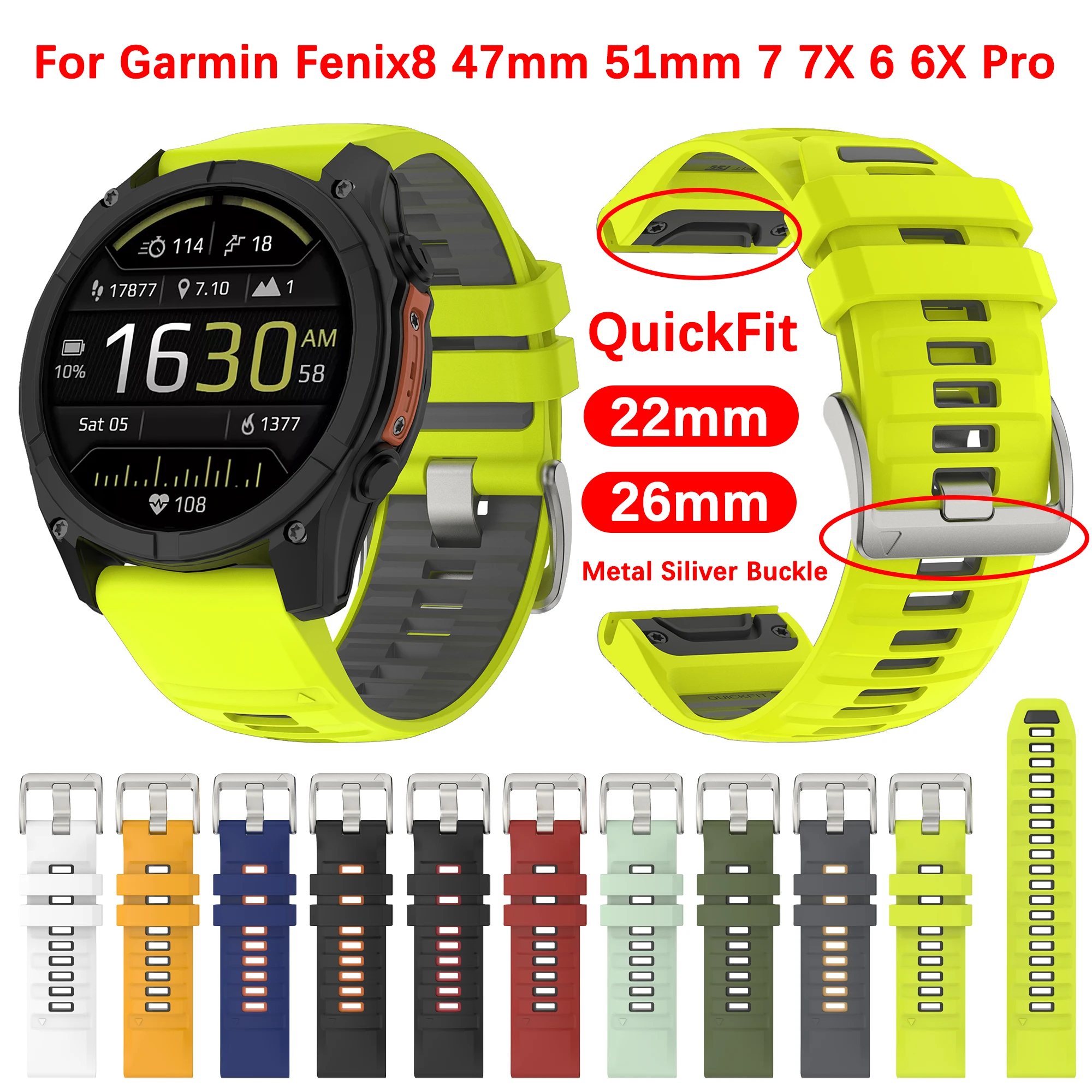 Premium Soft Silicone Watchband - QuickFit 22/26MM - Universal Bracelet