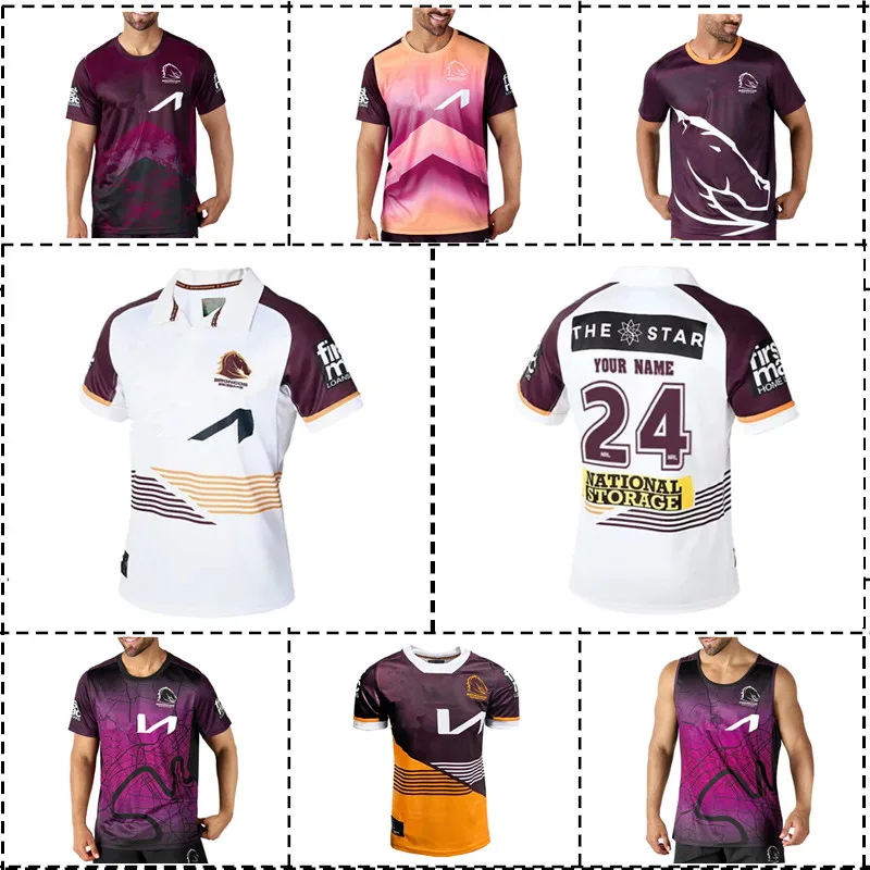 

2024 Brisbane Broncos Home/ Away / Training Tee / Singlet Rugby Jersey - Mens Size: S-5XL （Print Custom Name Number）Top Quality