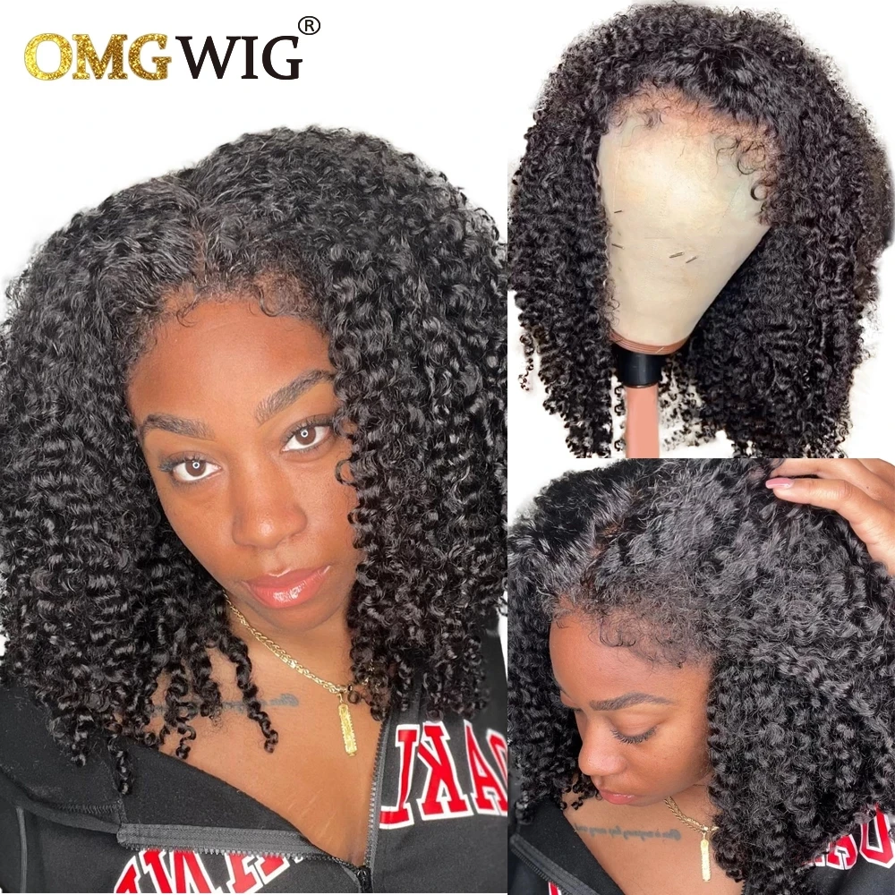 Curly Baby Hair Pre Plucked Curly Lace Front Human Hair Wigs 13x6 Lace Frontal For Black Women Kinky HairLine New Trend 180%