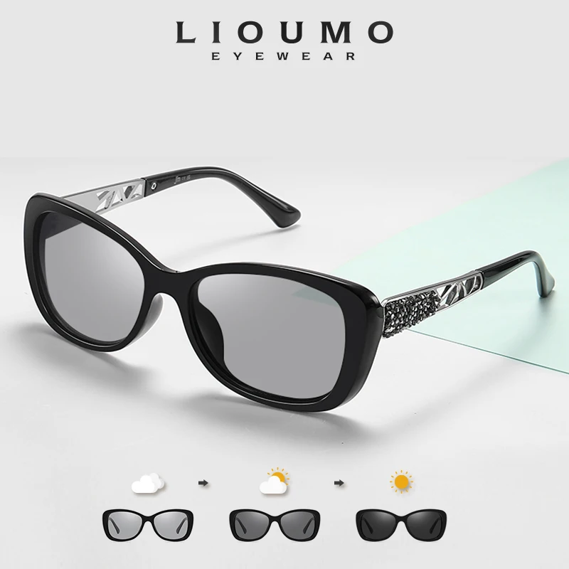 Luxury Sunglasses Women 2023 Phototchromic Polarized Glasses For Women Fashion Crystal Frame Ladies Trendy Shades Purple Goggles 3