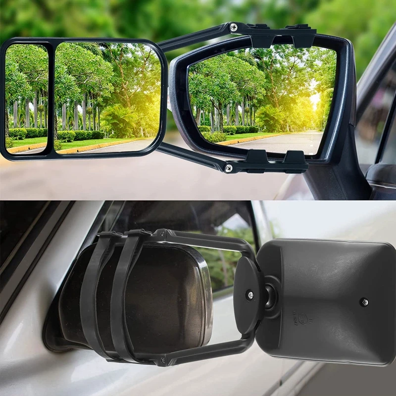 Rainproof Convex Trailer Mirrors 2-Pack Clip-On Towing Mirror