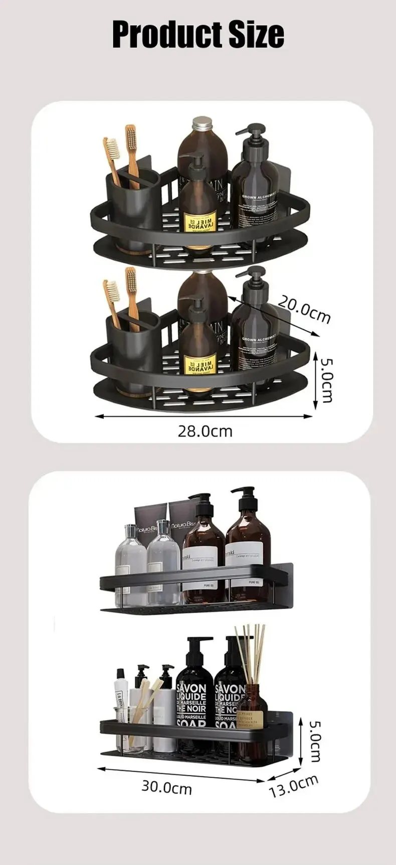 Bathroom Shelf Makeup Storage Organizer Shampoo Rack Shower Shelf Bathroom Accessories No Drill Wall Shelf 4