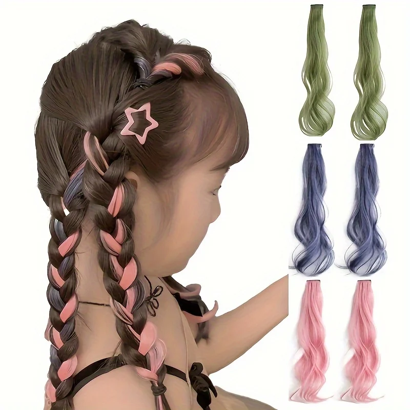 Bunte Prinzessinnen-Perückenklammer für Kinder, süße, coole Haarverlängerungen und Accessoires für Mädchen, Kinder-Haardekorationen – Detail 1