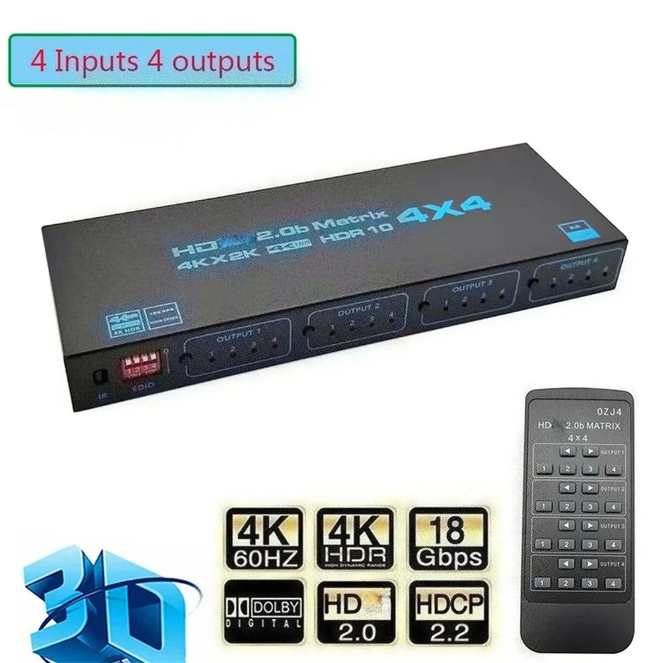 4x4 HDMI 対応マトリックス スイッチ 4K HDR HDTV 対応マトリックス