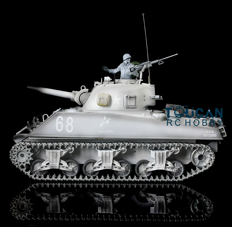 2.4G Henglong 1/16 Scale M4A3 Sherman Short Barrel RTR RC Tank 3898 With Metal Tracks 1800mah Tank Battery 7.0 Upgraded Ver 4