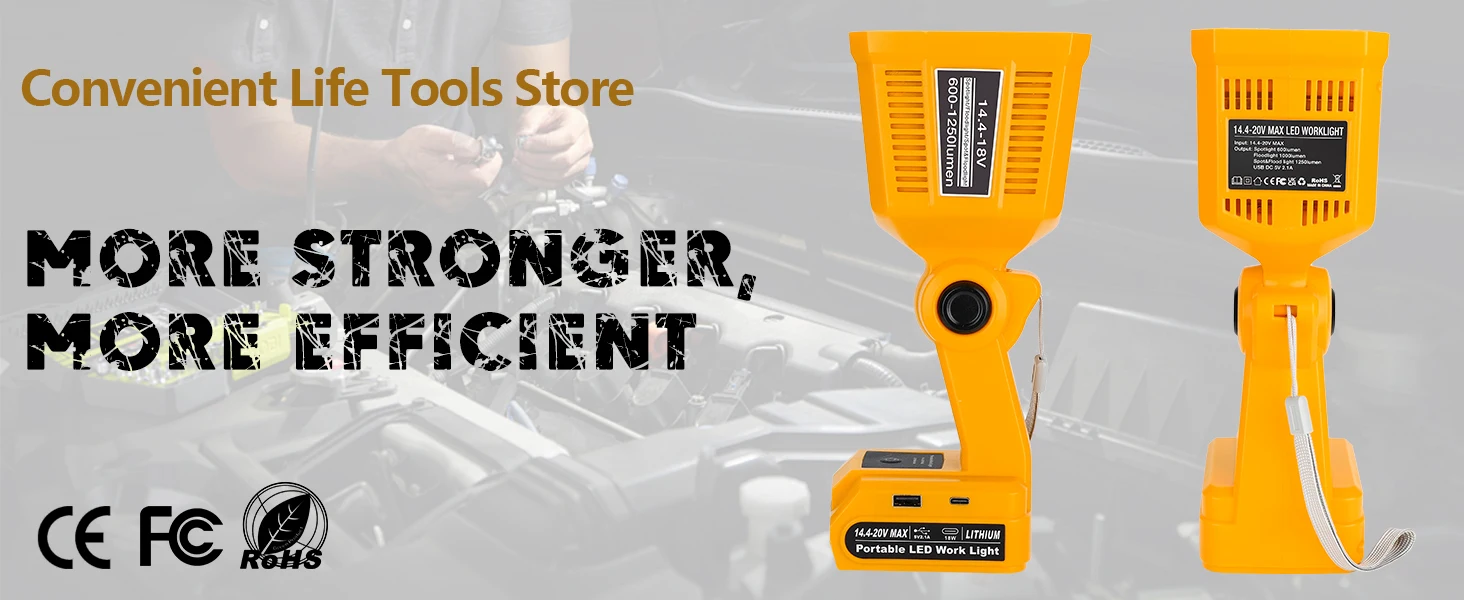 20V Max LED Flashlight Compatible Dewalt 20v Battery, 18W LED Work Light LED Bat