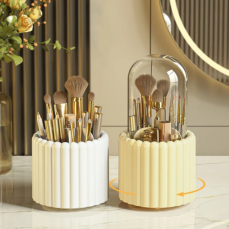 Makeup Brush Holder 360° Rotating With Lid Lipstick Eyebrow Pencil Holder Eye Shadow Storage Box Luxury Cosmetic Organizer 3