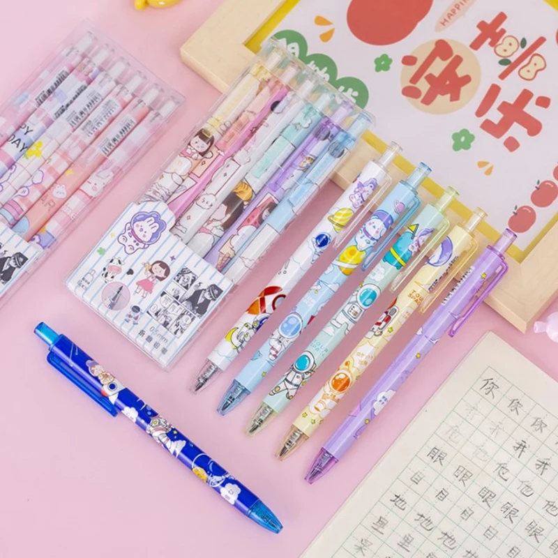 

6Pcs/Box Cartoon Automatic Pencil Kawaii Pens For Writing Drawing Mechanical Pencil Cute Korean Stationery School Supplies