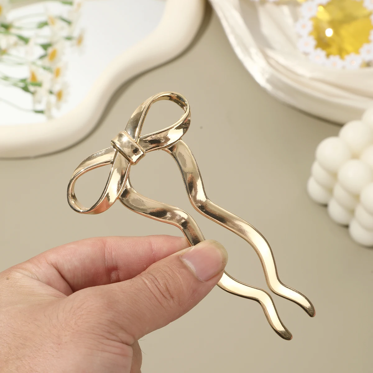 1pc Bowknot Hair Fork Fashion Elegant Hairpin Women Temperament Headwear Alloy Hair Sticks Girls New Hair Clips Accessories