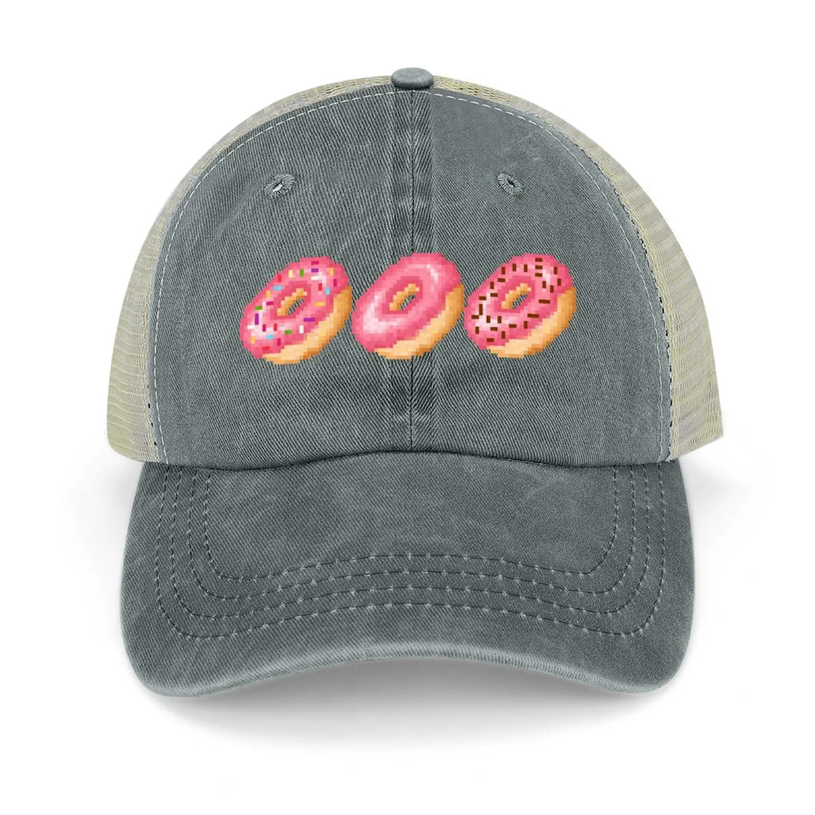 

Declicious Retro Pixel Glazed Donut Cowboy Hat Beach Mountaineering Hats For Men Women'S