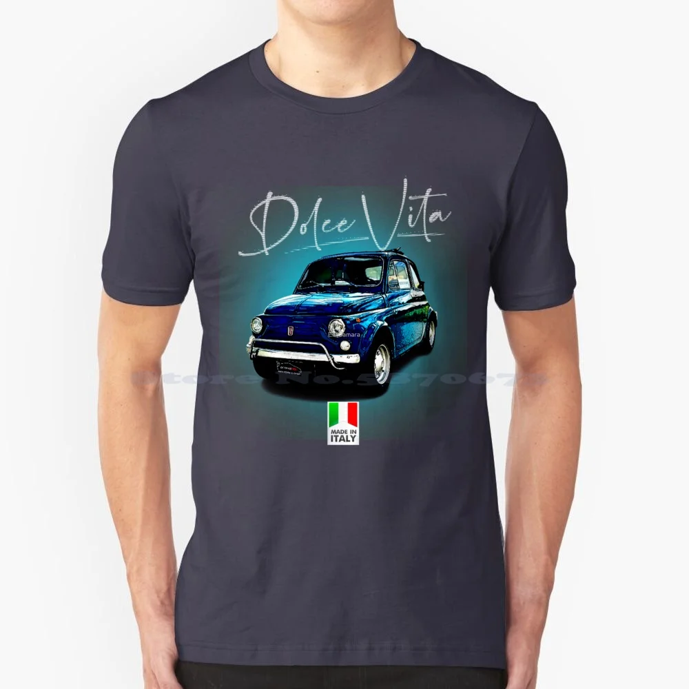 Fiat 500 T Shirt 100% Cotone Tee Fiat 500 Italia Italiano Abarth Auto D'Epoca Retro Classic Car Race Rally