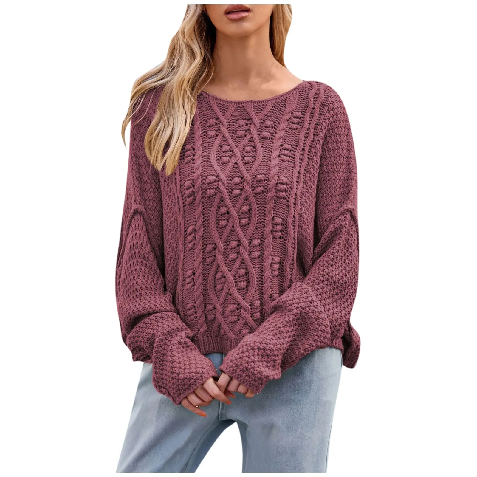 

Женская одежда 2023 Новое поступление женский модный однотонный свитер с длинным рукавом и круглым вырезом свободный пуловер свитер Топ