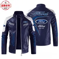 Ford LOGO printed racing suit pu leather jacket windproof four-season Ford team men's jacket overalls 2