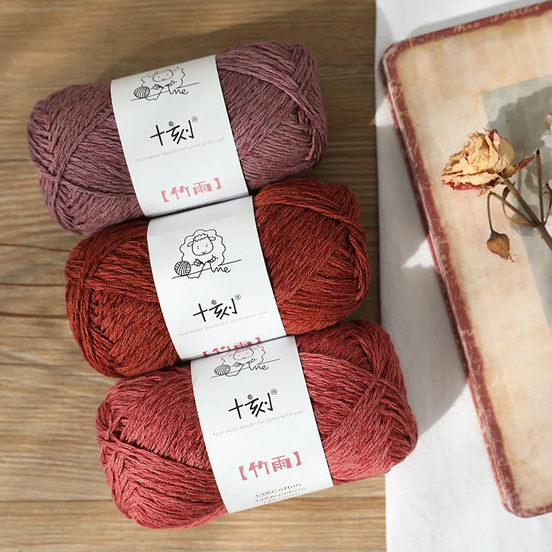 4pcs (50g×4) Kniting Bamboo Cotton Yarn Fiber Warm Soft Natural Knitting Crochet Knitwear Wool Yarn High Quality 3