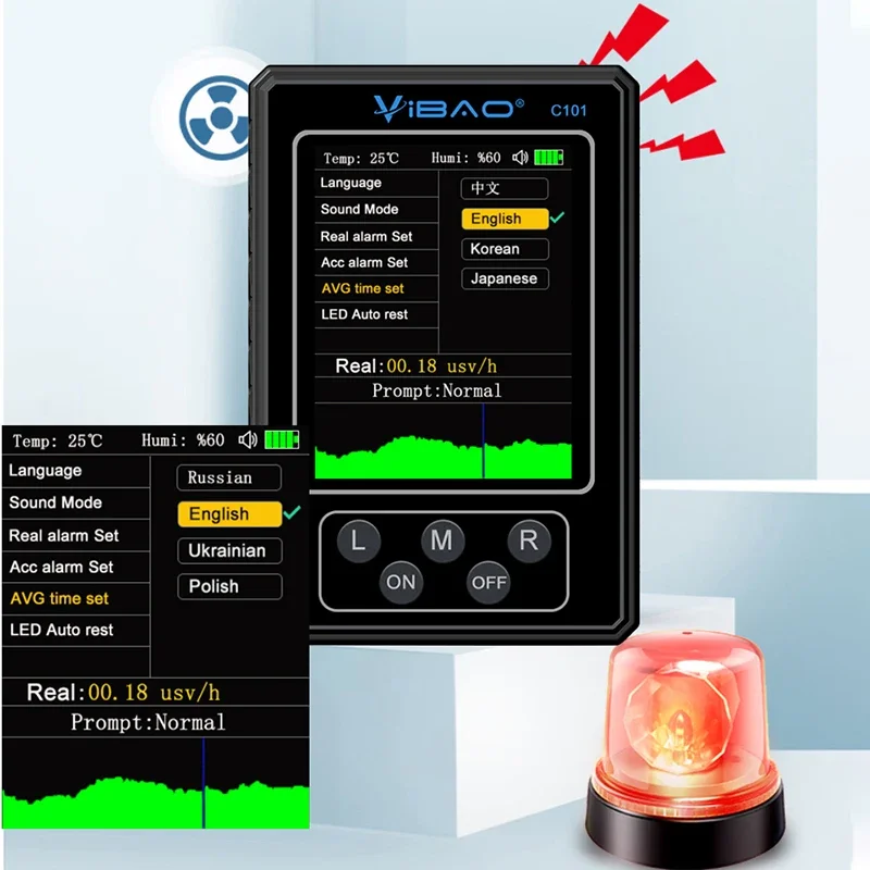 Radiation Detector Geiger Counter Nuclear Radiation Detector Personal Dosimeter X-ray Beta Gamma Detector LCD Radioactive Tester Marble Tools